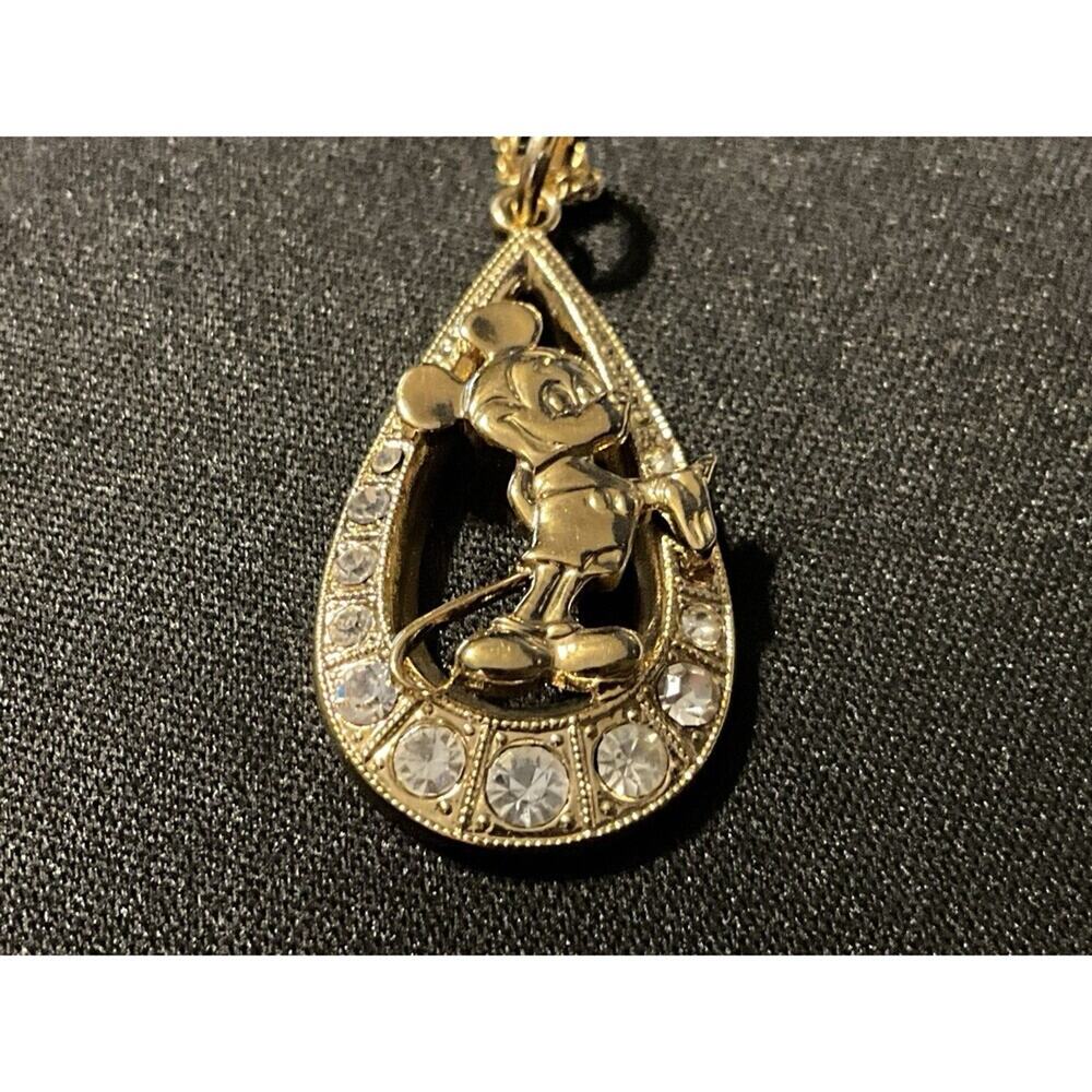 Disney Signed Gold Tone Mickey 15in Necklace